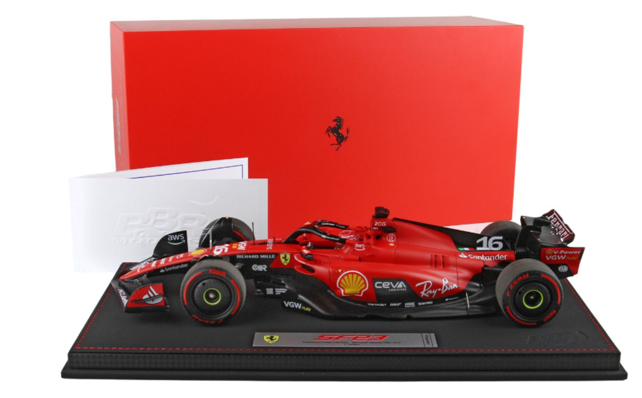 Formule 1 Ferrari SF-23 #16 3rd GP Spa Belgium 2023 C.Leclerc + Showcase - 1:18 - BBR Formule 1 Ferrari SF-23 #16 3rd GP Spa Belgium 2023 C.Leclerc + Showcase - 1:18 - BBR