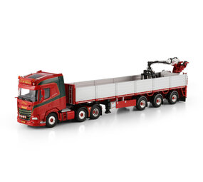 Daf DAF XF SH (without Sky Lights) 6x2 Twin Steer Tractor + Brick Semitrailer 3 Axle + Crane 'JP De Bruijn' - 1:50 - WSI Models Daf DAF XF SH (without Sky Lights) 6x2 Twin Steer Tractor + Brick Semitrailer 3 Axle + Crane 'JP De Bruijn' - 1:50 - WSI Models