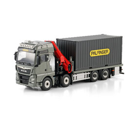 MAN MAN TGX XXL Euro 6C (Facelift) Rigid Flatbed Truck 8x4 + Palfinger PK 480 TEC Crane + 20Ft Container- 1:50 - WSI Models