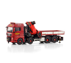 MAN MAN TGX XXL Euro 6C (Facelift) Rigid Truck 8x2 Tag Axle + Palfinger PK 1650 TEC+ Jib (Demountable Flatbed)- 1:50 - WSI Models