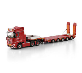 Mercedes-Benz Mercedes-Benz Actros MP5 Tractor Big Space 6x4 + Manoovr Low Loader 5 Axle Nooteboom Red Line - 1:50 - WSI Models Mercedes-Benz Mercedes-Benz Actros MP5 Tractor Big Space 6x4 + Manoovr Low Loader 5 Axle Nooteboom Red Line - 1:50 - WSI Models