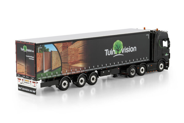 Scania Scania S Highline CS20H 6x2 Twin Steer + Tridec Curtainside Semitrailer 3 Axle 'Tuinvision Group BV' - 1:50 - WSI Models