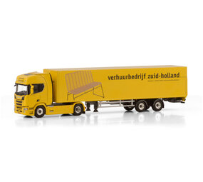 Scania Scania R Highline CR20H 4x2 + Tridec Box Semitrailer 2 Axle 'Verhuurbedrijf Zuid-Holland'- 1:50 - WSI Models Scania Scania R Highline CR20H 4x2 + Tridec Box Semitrailer 2 Axle 'Verhuurbedrijf Zuid-Holland'- 1:50 - WSI Models