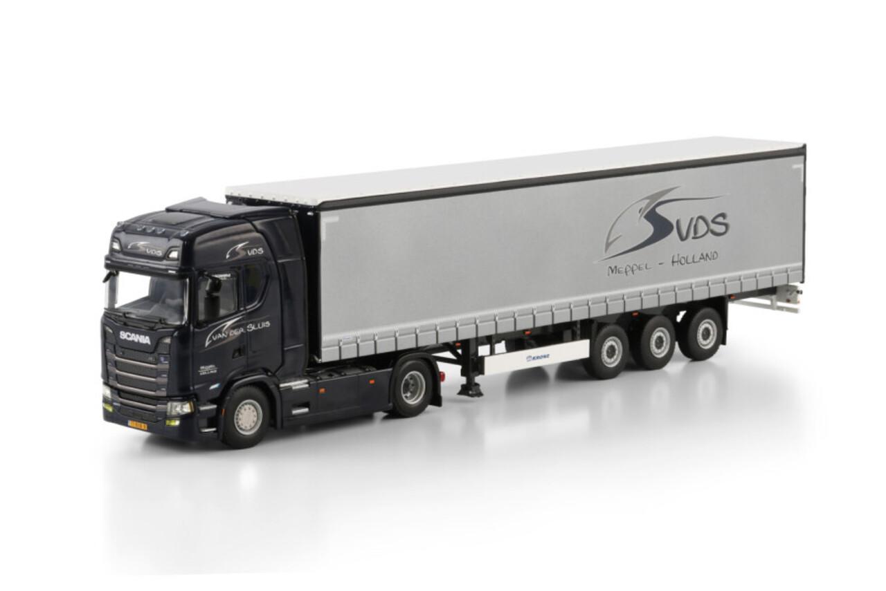 Scania Scania S Higline CS20H 4x2 + Curtainside Semitrailer 3 Axle 'Van Der Sluis Transport' - 1:50 - WSI Models