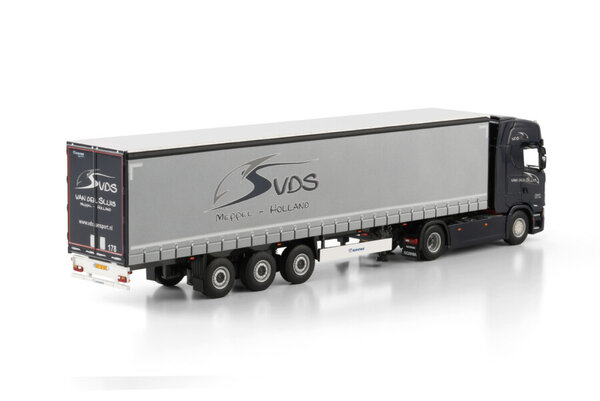 Scania Scania S Higline CS20H 4x2 + Curtainside Semitrailer 3 Axle 'Van Der Sluis Transport' - 1:50 - WSI Models