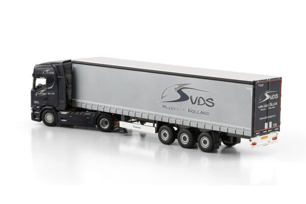 Scania Scania S Higline CS20H 4x2 + Curtainside Semitrailer 3 Axle 'Van Der Sluis Transport' - 1:50 - WSI Models