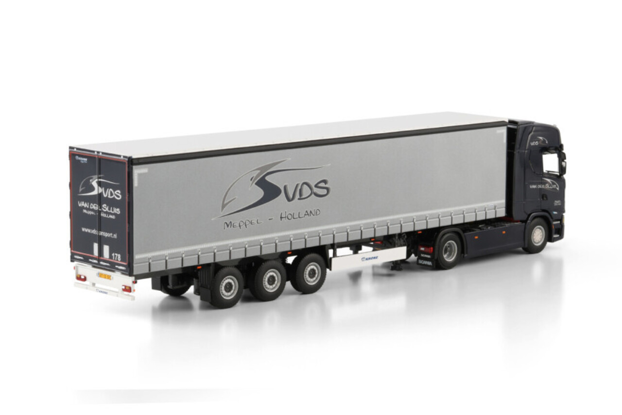 Scania Scania S Higline CS20H 4x2 + Curtainside Semitrailer 3 Axle 'Van Der Sluis Transport' - 1:50 - WSI Models