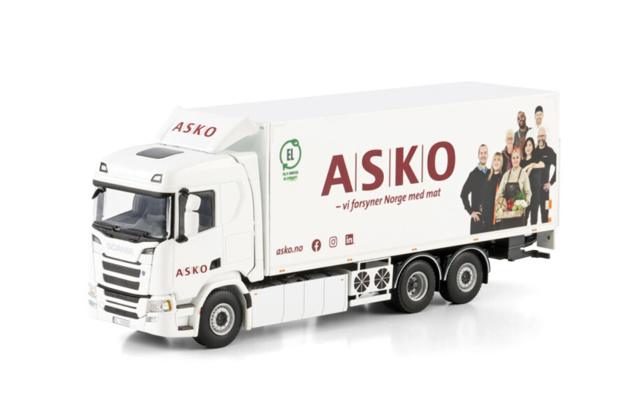 Scania Scania R Normal CR20N Rigid Reefer Truck 6x2 Tag Axle 'Asko' - 1:50 - WSI Models