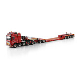 Volvo Volvo FH5 Globetrotter XL 8x4 + Dolly 2 Axle + Extendable Low Loader 6 Axle 'Nooteboom Red Line'  - 1:50 - WSI Models Volvo Volvo FH5 Globetrotter XL 8x4 + Dolly 2 Axle + Extendable Low Loader 6 Axle 'Nooteboom Red Line'  - 1:50 - WSI Models