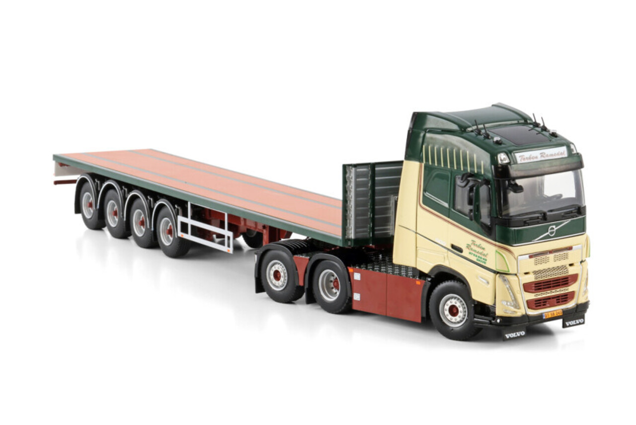 Volvo Volvo FH5 Globetrotter 6x2 Tag Axle + Flatbed Semitrailer 4 Axle 'Torben Ramsdal' - 1:50 - WSI Models Volvo Volvo FH5 Globetrotter 6x2 Tag Axle + Flatbed Semitrailer 4 Axle 'Torben Ramsdal' - 1:50 - WSI Models