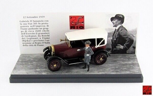 Fiat Fiat 501 Fiume 1919 + Figure Gabriele D'Annunzio (Italian Aristocrat) - 1:43 - Rio Fiat Fiat 501 Fiume 1919 + Figure Gabriele D'Annunzio (Italian Aristocrat) - 1:43 - Rio