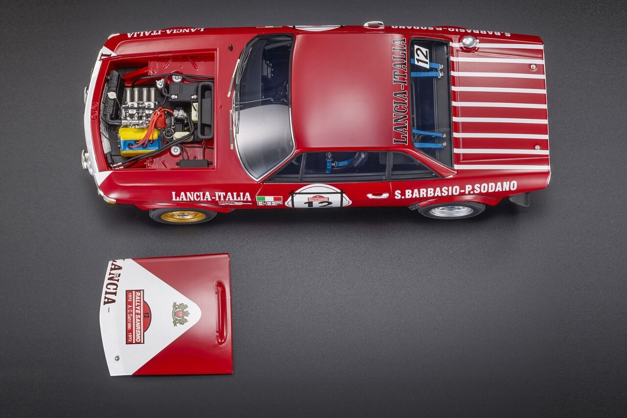 Lancia Lancia HF 1600 Coupe #12 Night Version 2nd Rally San Remo 1972 + Showcase - 1:12 - Top Marques Collectibles