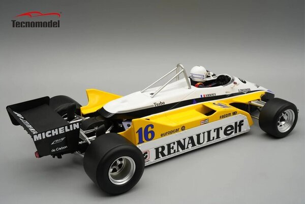 Renault Renault RE30B #16 Winner GP Italy 1982 + Pilot - 1:18 - Tecnomodel Mythos Renault Renault RE30B #16 Winner GP Italy 1982 + Pilot - 1:18 - Tecnomodel Mythos