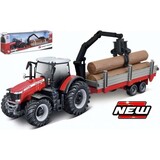 Massey Ferguson Massey Ferguson 8740S Tractor + Trailer 2 Axle + Tree Forwarder + Wood - 1:50 - Bburago Massey Ferguson Massey Ferguson 8740S Tractor + Trailer 2 Axle + Tree Forwarder + Wood - 1:50 - Bburago
