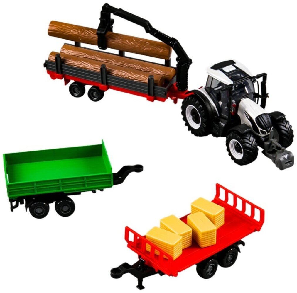 Valtra Valtra N174 Tractor + 3x Trailer 2 Axle 2017 - 1:50 - Bburago Valtra Valtra N174 Tractor + 3x Trailer 2 Axle 2017 - 1:50 - Bburago