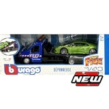 Car Transporter Flatbed Car Transporter + Lamborghini Huracan - 1:43 - Bburago Car Transporter Flatbed Car Transporter + Lamborghini Huracan - 1:43 - Bburago