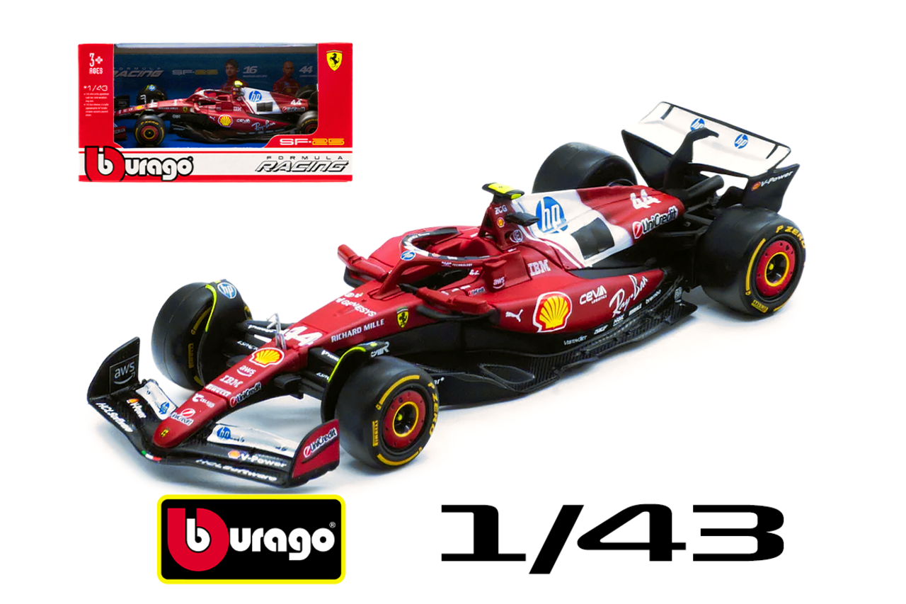 F1 Ferrari SF-25 #4Ferrari SF-25 #44 Team Scuderia Ferrari HP Season 2025 (L.Hamilton) -1:43 - Bburago F1 Ferrari SF-25 #4Ferrari SF-25 #44 Team Scuderia Ferrari HP Season 2025 (L.Hamilton) -1:43 - Bburago