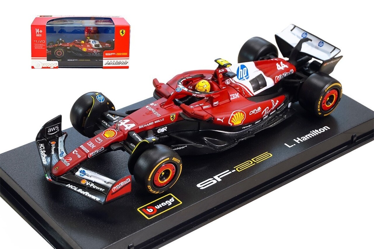 F1 Ferrari SF-25 #44 Team Scuderia Ferrari HP Testcar Fiorano (Italy) 2025 (L.Hamilton) + Figure + Showcase -1:43 - Bburago