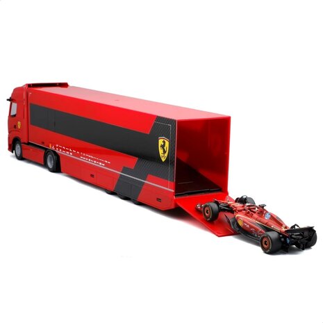 Iveco Iveco Fiat Set Truck S-Way 570 Car Transporter + Ferrari SF-24 #16 Season 2024 (C.Leclerc) - 1:43 - Bburago Iveco Iveco Fiat Set Truck S-Way 570 Car Transporter + Ferrari SF-24 #16 Season 2024 (C.Leclerc) - 1:43 - Bburago