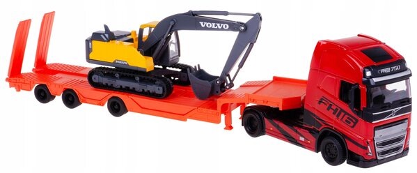 Volvo Volvo FH16 XL 750 Euro 6 + Low Bed Trailer + Excavator 2018 - 1:43 - Bburago Volvo Volvo FH16 XL 750 Euro 6 + Low Bed Trailer + Excavator 2018 - 1:43 - Bburago