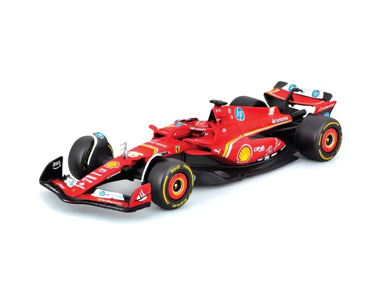 F1 Ferrari SF-24 #16 Team Scuderia Ferrari 4th Imola GP 2024 (C.Leclerc) + Pilot + Showcase  -1:43 - Bburago
