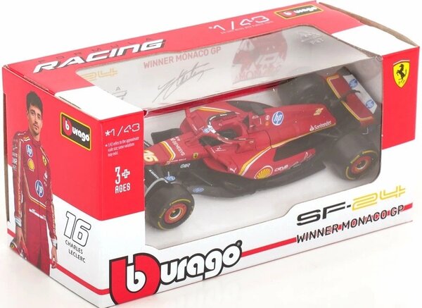 Formule 1 Ferrari F1-75 #16 Team Scuderia Ferrari Winner GP Monaco 2024 (C.Leclerc) - 1:43 - Bburago Formule 1 Ferrari F1-75 #16 Team Scuderia Ferrari Winner GP Monaco 2024 (C.Leclerc) - 1:43 - Bburago