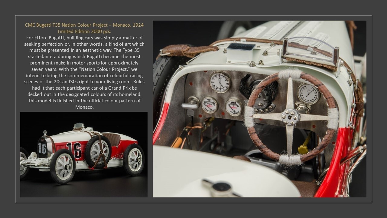 Formule 1 Bugatti Type 35 #16 1924 National Colour Project Monaco 1924 - 1:18 - CMC