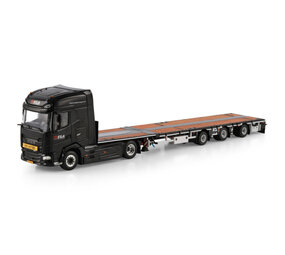 DAF DAF XG+ Tractor 4x2 + Mega Extendable Flatbed Trailer 3 Axle 'Mega Transport'  - 1:50 - WSI Models