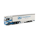 DAF DAF XG+ 6x2 Tag Axle + Curtain Semitrailer 3 Axle 'DKJ Transport'  - 1:50 - WSI Models