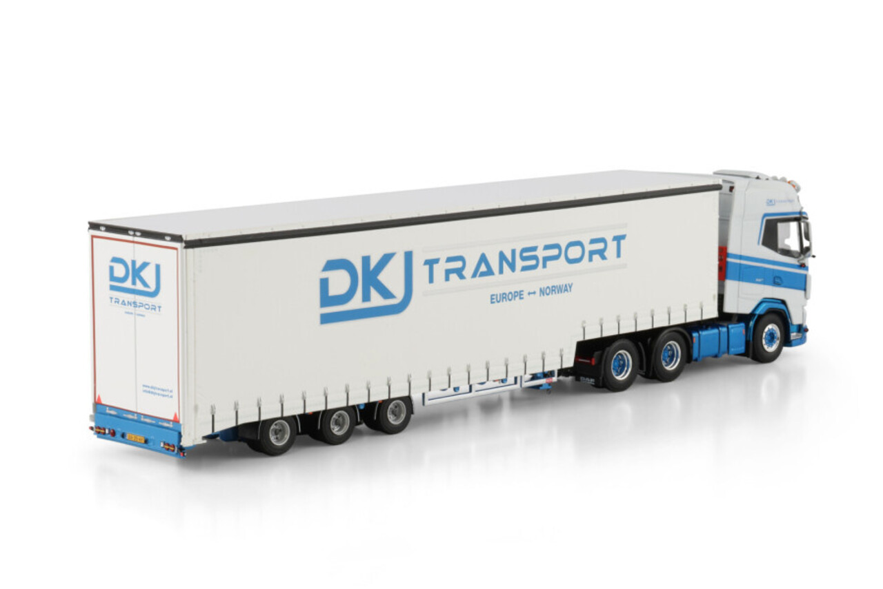 DAF DAF XG+ 6x2 Tag Axle + Curtain Semitrailer 3 Axle 'DKJ Transport'  - 1:50 - WSI Models