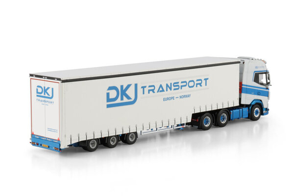 DAF DAF XG+ 6x2 Tag Axle + Curtain Semitrailer 3 Axle 'DKJ Transport'  - 1:50 - WSI Models