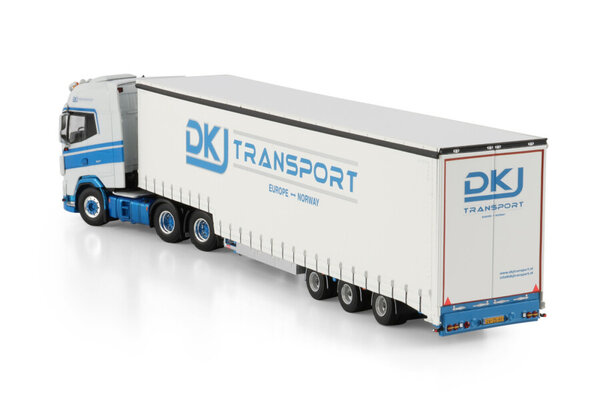 DAF DAF XG+ 6x2 Tag Axle + Curtain Semitrailer 3 Axle 'DKJ Transport'  - 1:50 - WSI Models