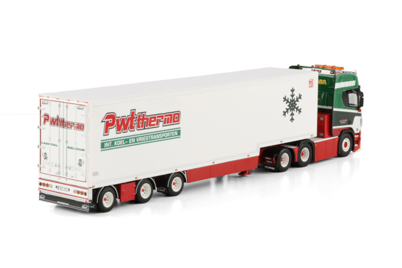 Scania Scania S Higline CS20H 6x2 Tag Axle +Reefer Semi Box Trailer 3 Axle 'PWT Thermo' - 1:50 - WSI Models Scania Scania S Higline CS20H 6x2 Tag Axle +Reefer Semi Box Trailer 3 Axle 'PWT Thermo' - 1:50 - WSI Models