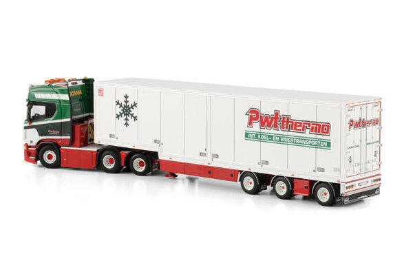 Scania Scania S Higline CS20H 6x2 Tag Axle +Reefer Semi Box Trailer 3 Axle 'PWT Thermo' - 1:50 - WSI Models Scania Scania S Higline CS20H 6x2 Tag Axle +Reefer Semi Box Trailer 3 Axle 'PWT Thermo' - 1:50 - WSI Models