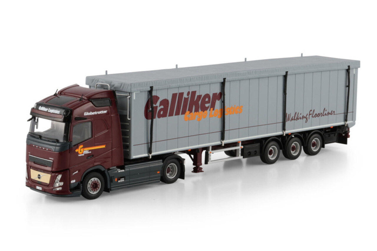 Volvo Volvo FH Aero Globetrotter 4x2 + Volume Semi Trailer 3 Axle 'Galliker' - 1:50 - WSI Models