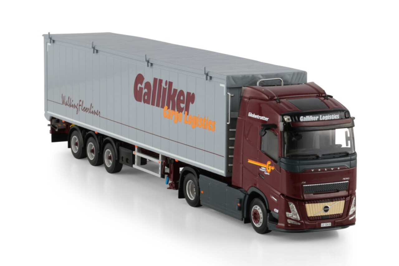 Volvo Volvo FH Aero Globetrotter 4x2 + Volume Semi Trailer 3 Axle 'Galliker' - 1:50 - WSI Models