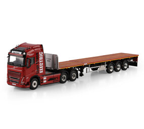 Volvo Volvo FH5 Globetrotter Electric 6x2 Tag Axle + Flatbed Semitrailer 3 Axle 'Logi Trans' - 1:50 - WSI Models