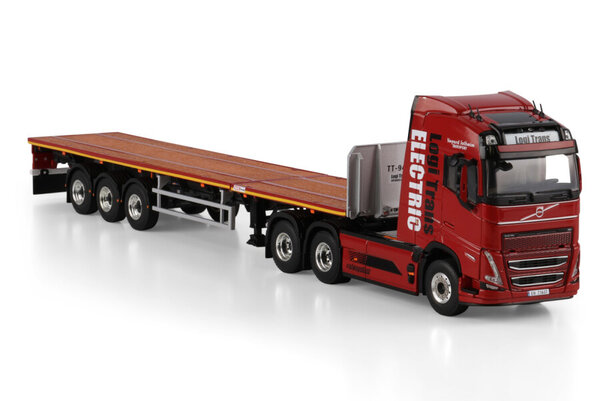 Volvo Volvo FH5 Globetrotter Electric 6x2 Tag Axle + Flatbed Semitrailer 3 Axle 'Logi Trans'  - 1:50 - WSI Models