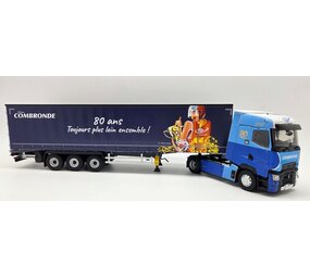 Renault Renault T- High Tractor 4x2 + Curtainside  Semitrailer 3 Axle 'Combronde Transports' 2025 "80 Ans Toujours Plus Loin Ensemble" - 1:43 - Eligor