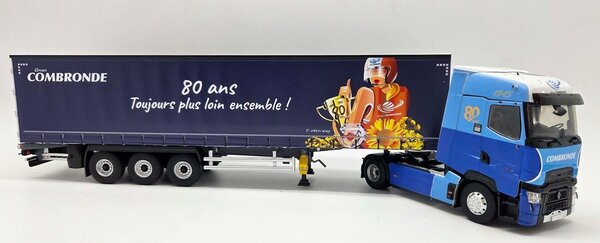 Renault Renault T- High Tractor 4x2 + Curtainside Semitrailer 3 Axle 'Combronde Transports' 2025 "80 Ans Toujours Plus Loin Ensemble" - 1:43 - Eligor Renault Renault T- High Tractor 4x2 + Curtainside Semitrailer 3 Axle 'Combronde Transports' 2025 "80 Ans Toujours Plus Loin Ensemble" - 1:43 - Eligor