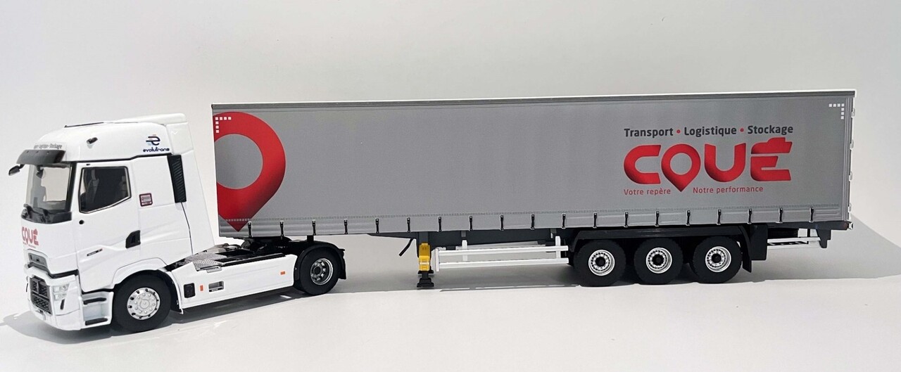 Renault Renault T-High Tractor 4x2 + Semi Curtainside Trailer 3 Axle 'Coué Transports' 2023 - 1:43 - Eligor