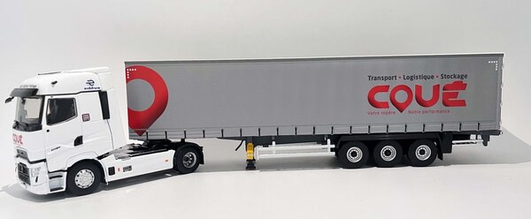 Renault Renault T-High Tractor 4x2 + Semi Curtainside Trailer 3 Axle 'Coué Transports' 2023 - 1:43 - Eligor