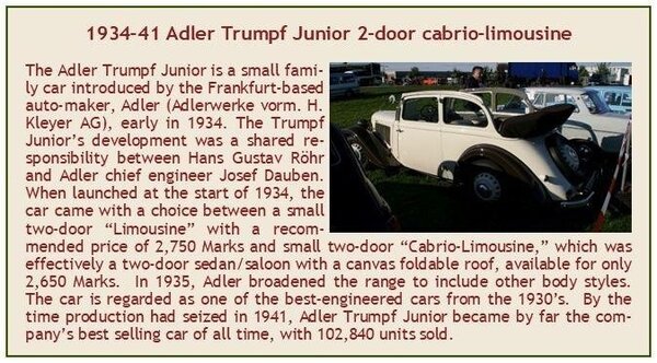 Adler Adler Trumpf Junior 2-Door Cabriolet Open 1934 - 1:43 - Esval Models Adler Adler Trumpf Junior 2-Door Cabriolet Open 1934 - 1:43 - Esval Models