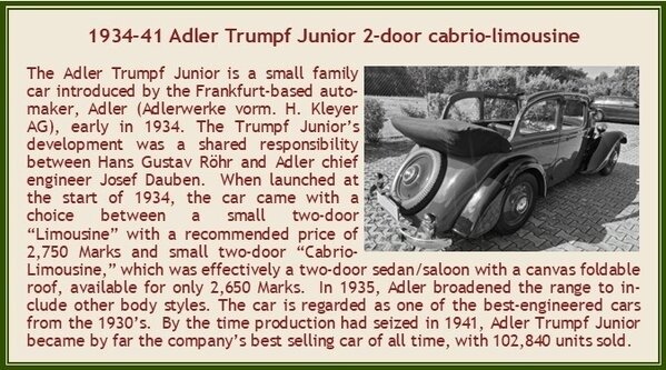 Adler Adler Trumpf Junior 2-Door Cabriolet Open 1934 - 1:43 - Esval Models Adler Adler Trumpf Junior 2-Door Cabriolet Open 1934 - 1:43 - Esval Models