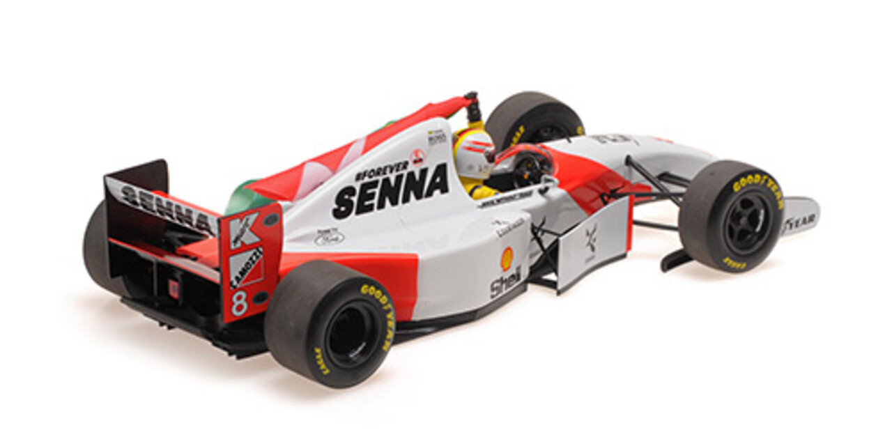 Formule 1 McLaren Ford MP4/8, Vettel, Tribute Imola 19.5.24 w Fig + Flag - 1:18 - Minichamps