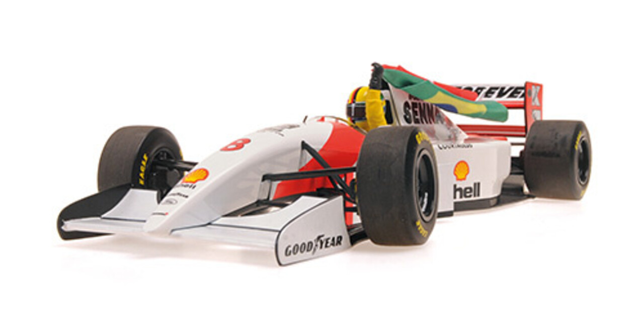 Formule 1 McLaren Ford MP4/8, Vettel, Tribute Imola 19.5.24 w Fig + Flag - 1:18 - Minichamps