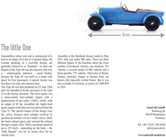 Bugatti Bugatti Type 40 Boattail Speedster 1927 - 1:43 - Autocult