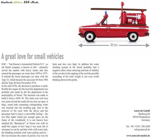 DAF DAF 46 Brandweer (NL) 1974 - 1:43 - Autocult