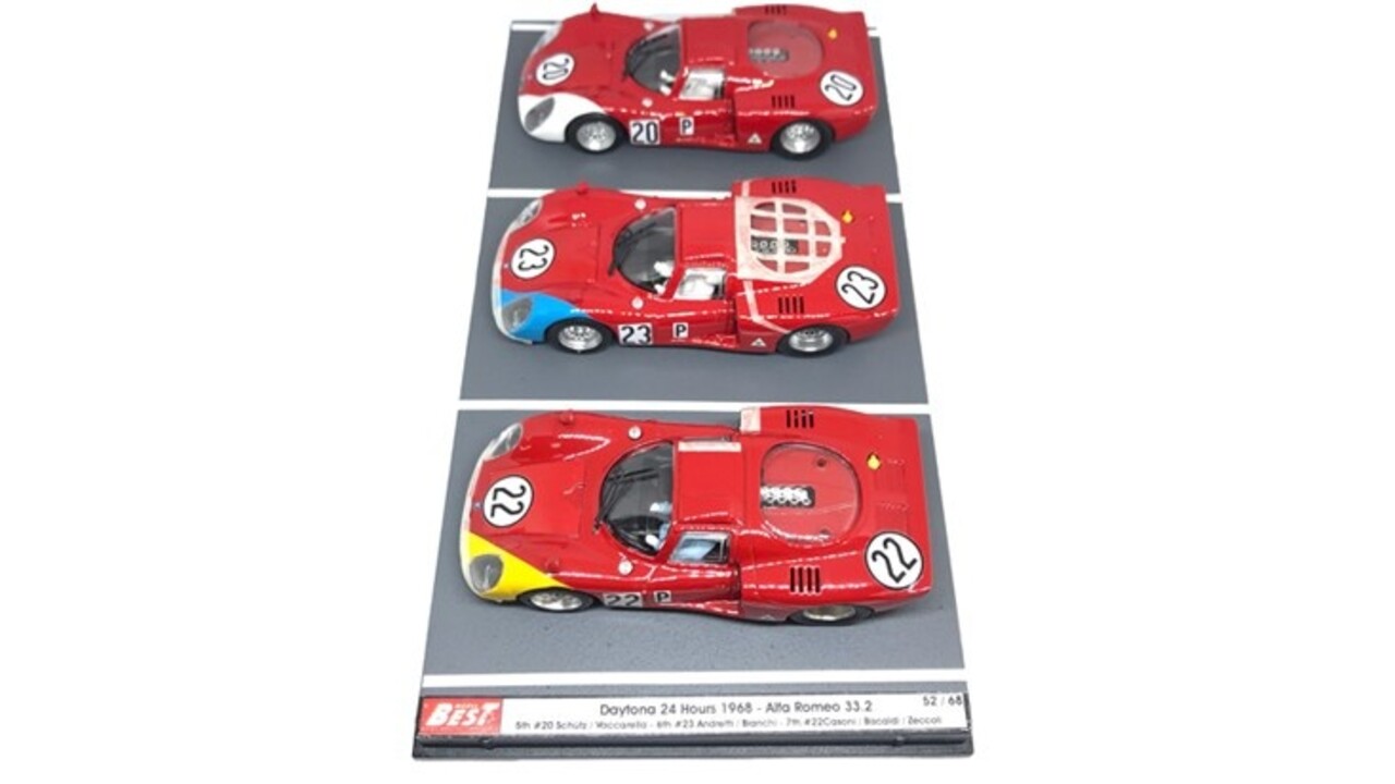 Alfa Romeo Alfa Romeo SET (3X): 33.2 #20 5th 24H Daytona / #23 6th 24H Daytona / #22 7th 24H Daytona 1968 - 1:43 - Best Model
