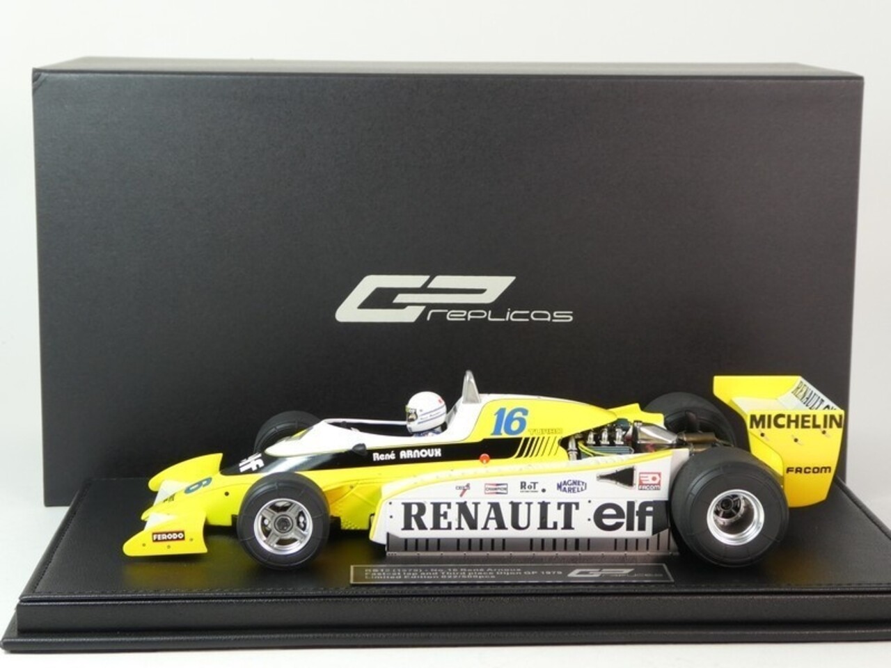 Formule 1 Renault RS10 #16 Team Renault Elf Fastest Lap 3rd GP France 1979 + Pilot Figure (R.Arnoux)  - 1:18 - GP Replicas
